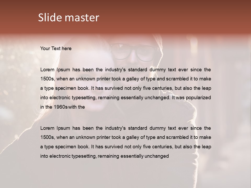 A Man And Woman Are Posing For A Picture PowerPoint Template