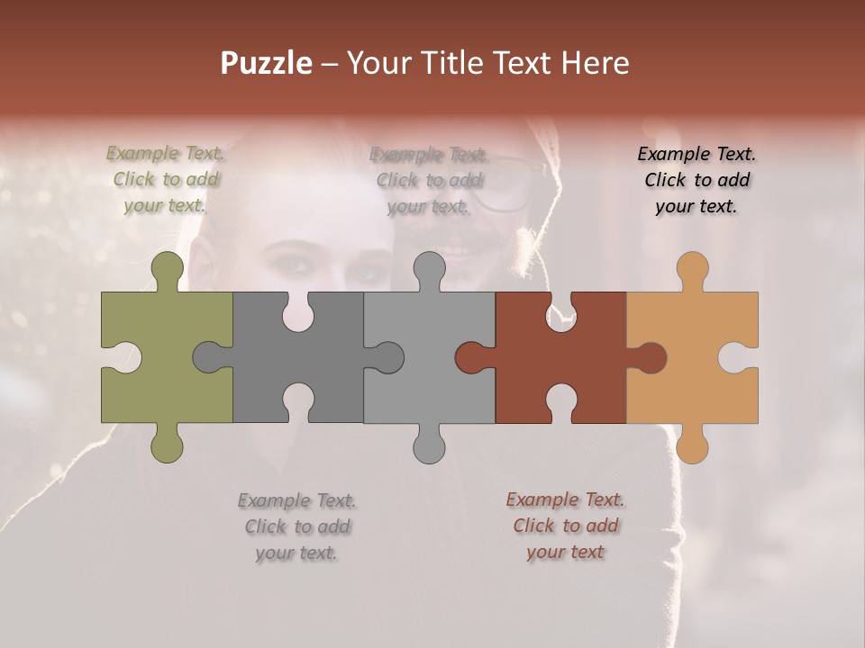 A Man And Woman Are Posing For A Picture PowerPoint Template