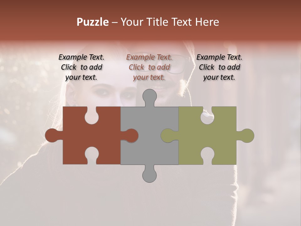 A Man And Woman Are Posing For A Picture PowerPoint Template