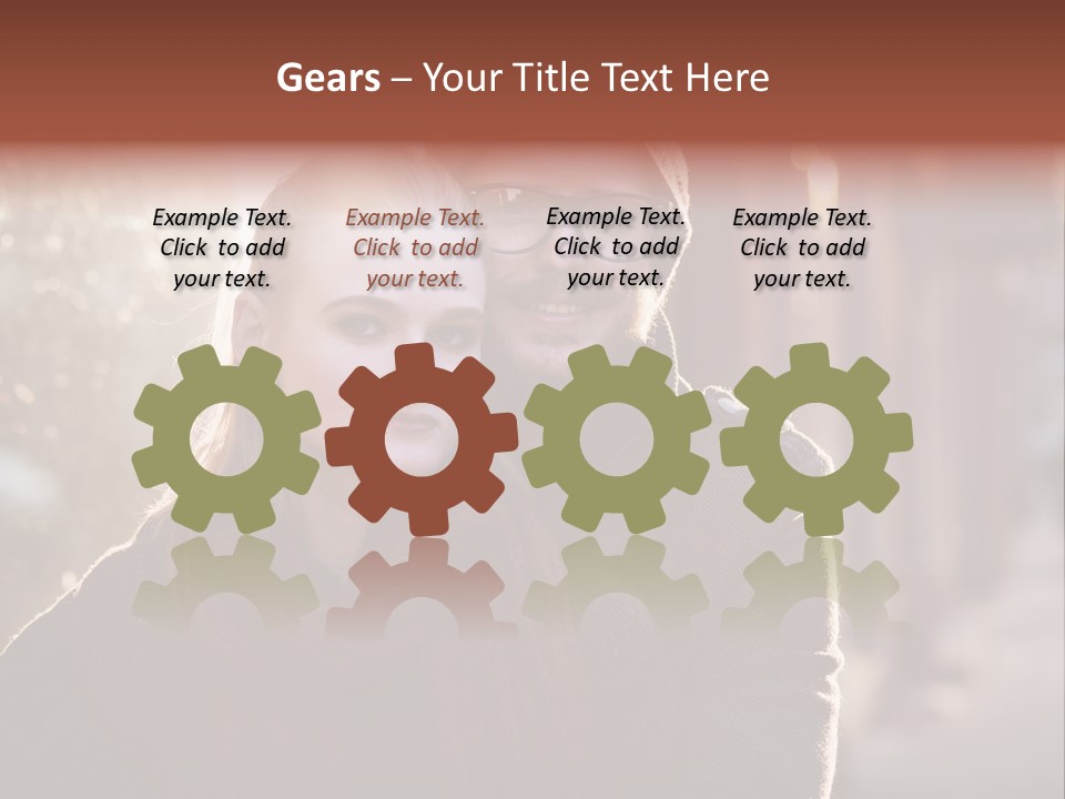 A Man And Woman Are Posing For A Picture PowerPoint Template