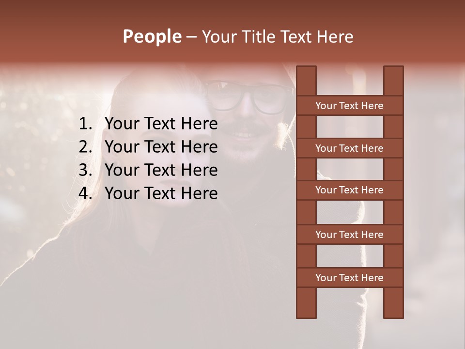 A Man And Woman Are Posing For A Picture PowerPoint Template