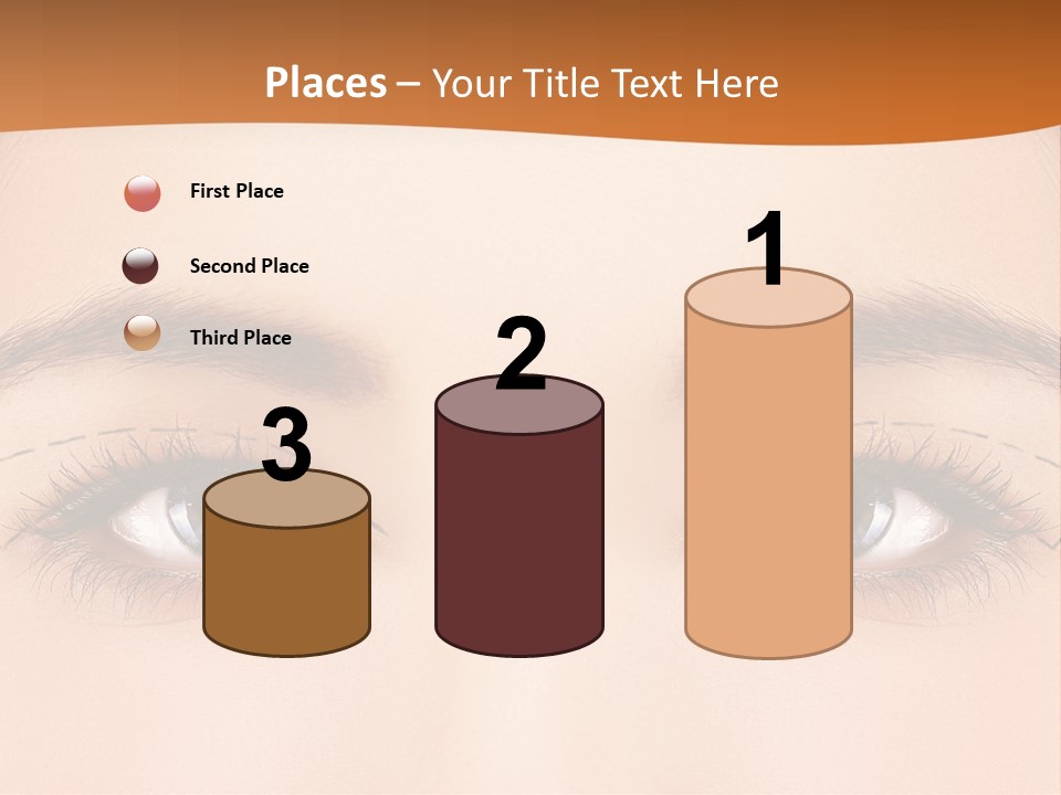 A Woman's Blue Eyes With A Brown Background PowerPoint Template