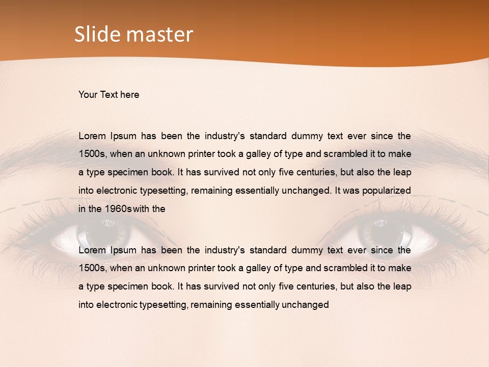 A Woman's Blue Eyes With A Brown Background PowerPoint Template