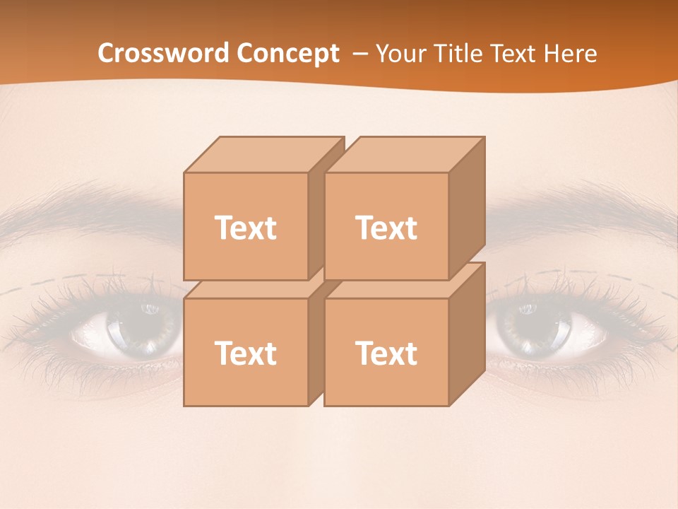 A Woman's Blue Eyes With A Brown Background PowerPoint Template