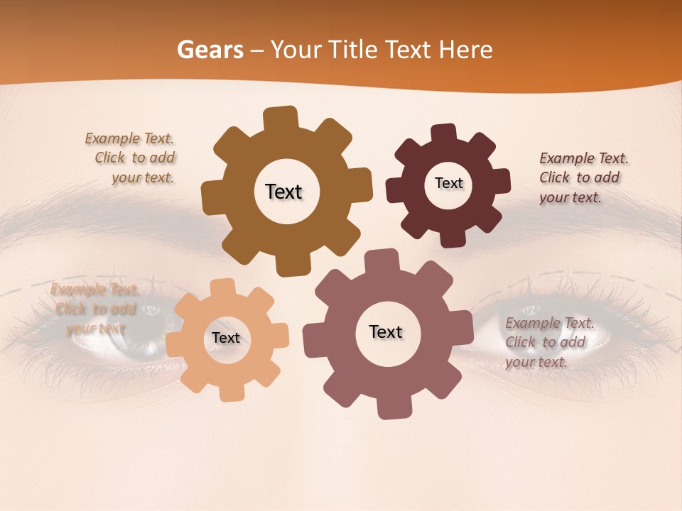 A Woman's Blue Eyes With A Brown Background PowerPoint Template