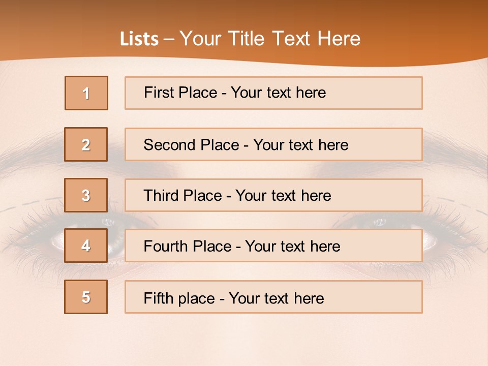 A Woman's Blue Eyes With A Brown Background PowerPoint Template