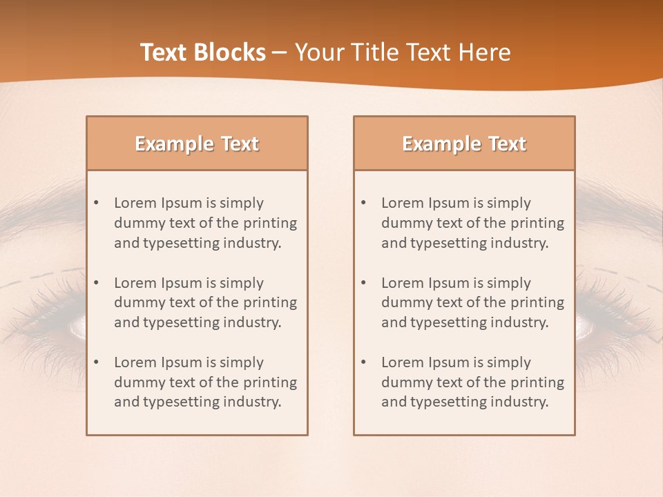 A Woman's Blue Eyes With A Brown Background PowerPoint Template