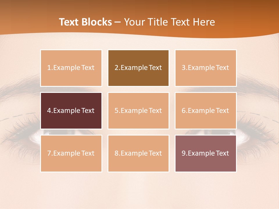 A Woman's Blue Eyes With A Brown Background PowerPoint Template