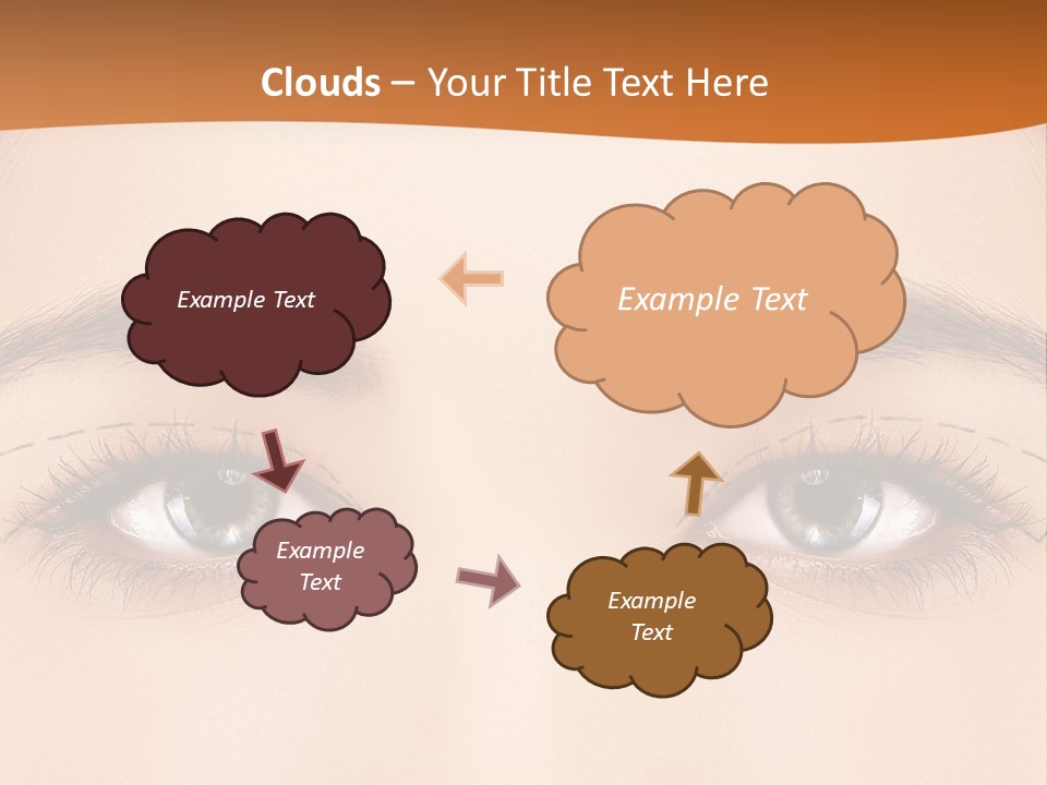 A Woman's Blue Eyes With A Brown Background PowerPoint Template