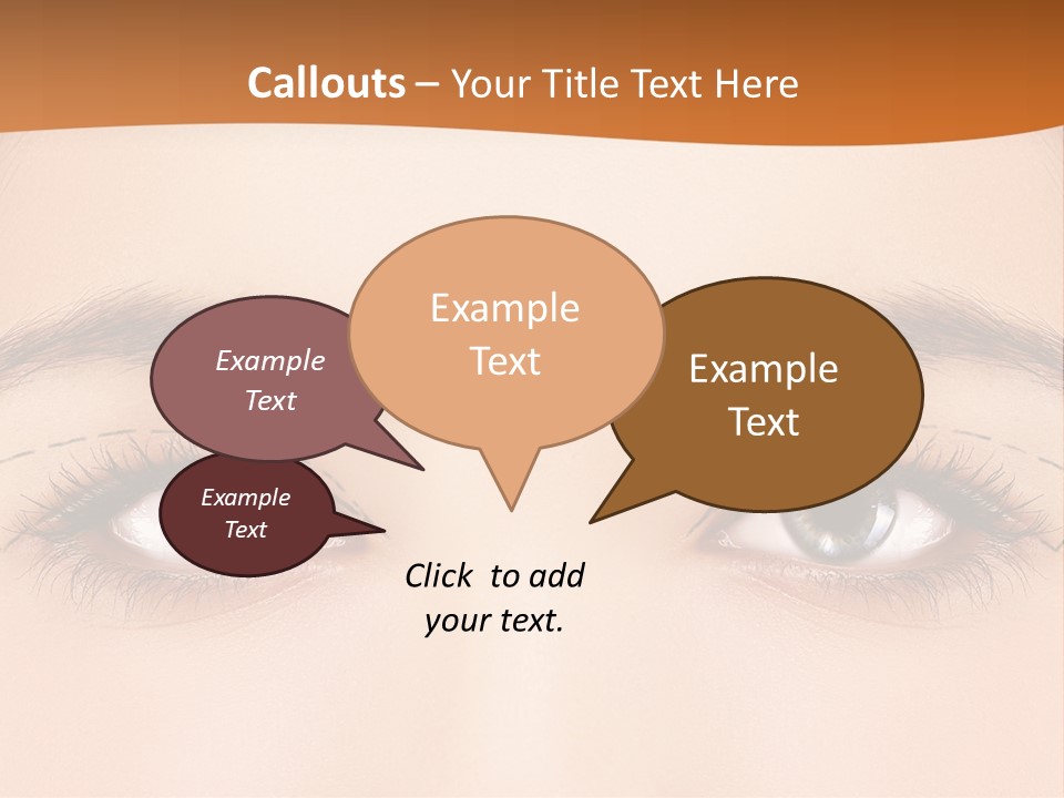 A Woman's Blue Eyes With A Brown Background PowerPoint Template