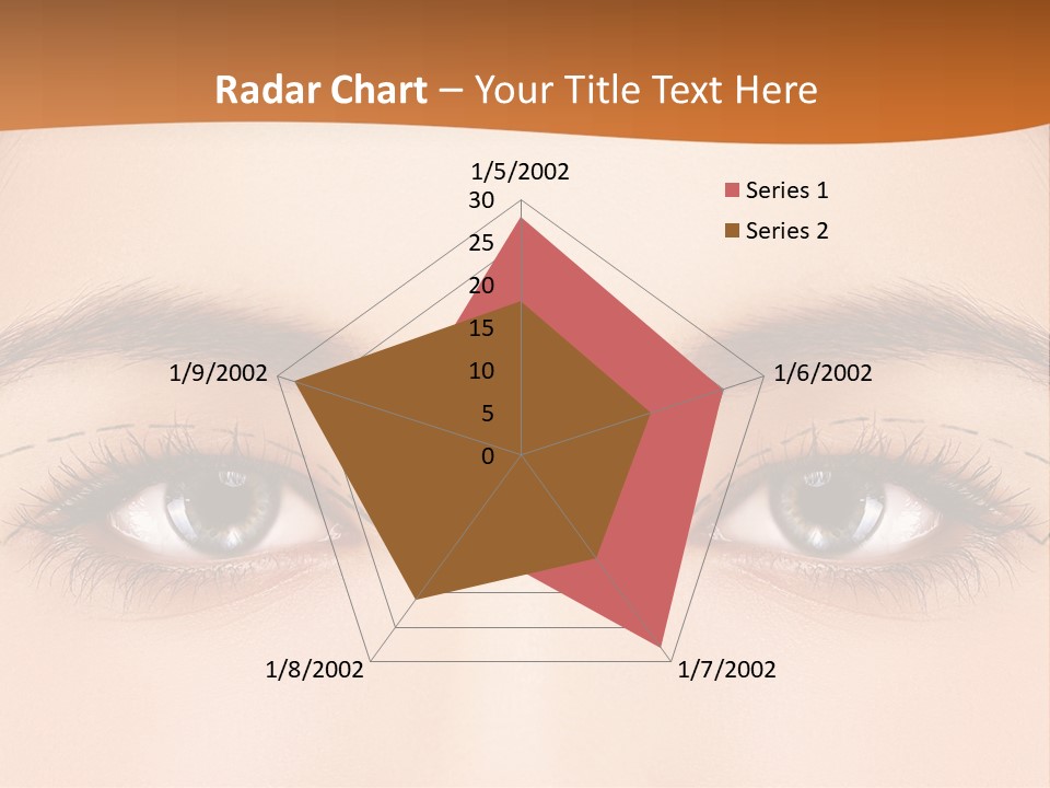 A Woman's Blue Eyes With A Brown Background PowerPoint Template