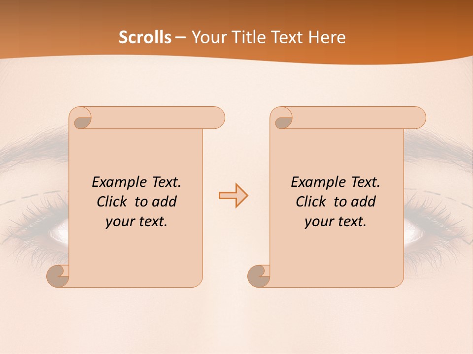 A Woman's Blue Eyes With A Brown Background PowerPoint Template