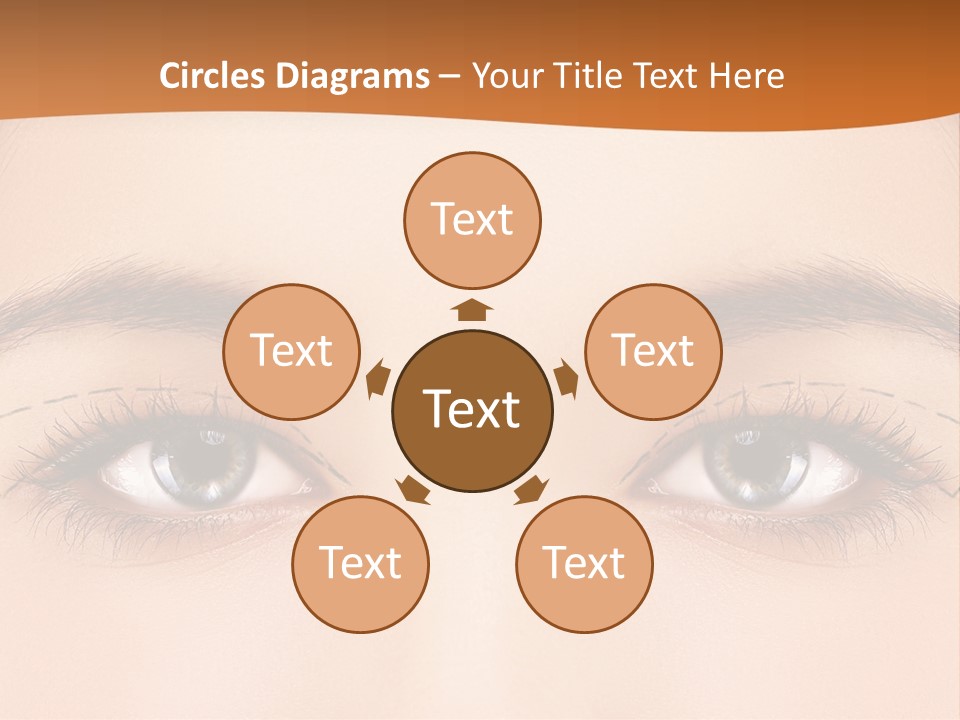 A Woman's Blue Eyes With A Brown Background PowerPoint Template