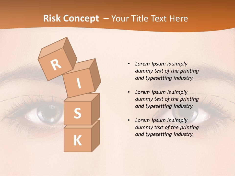 A Woman's Blue Eyes With A Brown Background PowerPoint Template