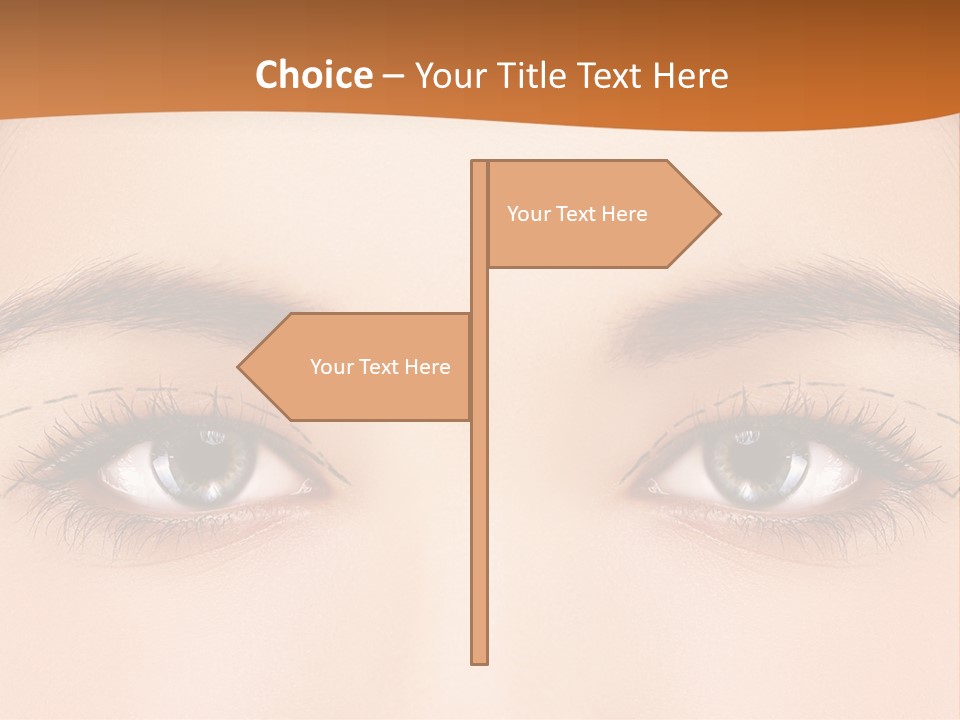 A Woman's Blue Eyes With A Brown Background PowerPoint Template