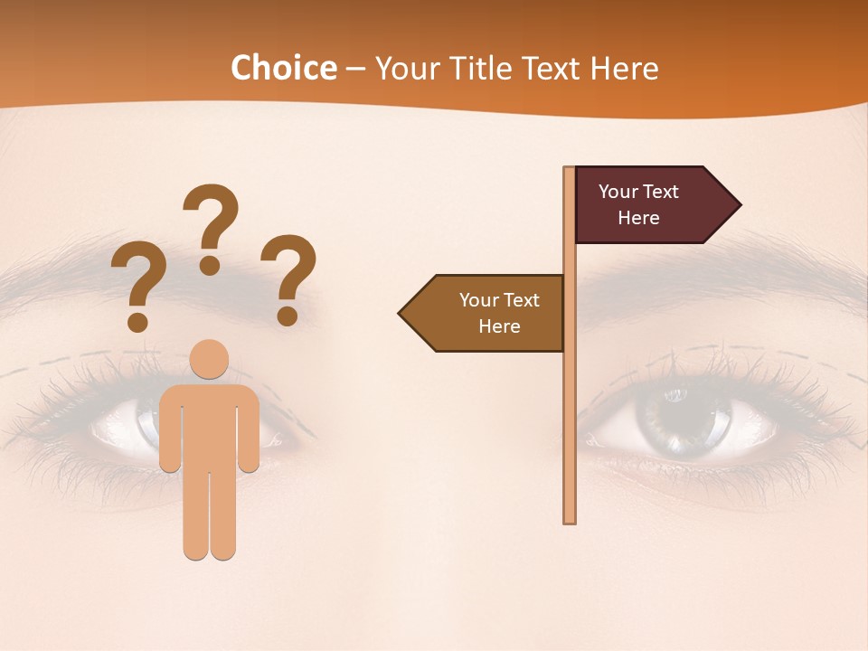 A Woman's Blue Eyes With A Brown Background PowerPoint Template