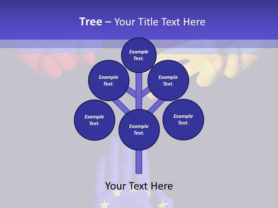 A Group Of Hands Painted With The Colors Of The Flag Of The Country Of Ukraine PowerPoint Template