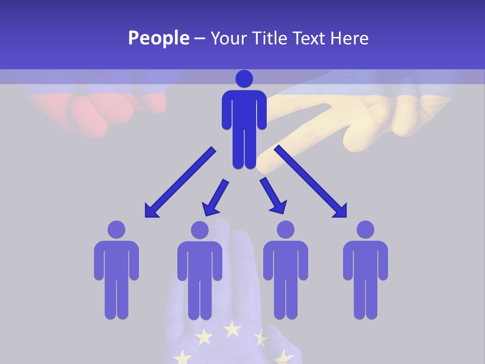 A Group Of Hands Painted With The Colors Of The Flag Of The Country Of Ukraine PowerPoint Template