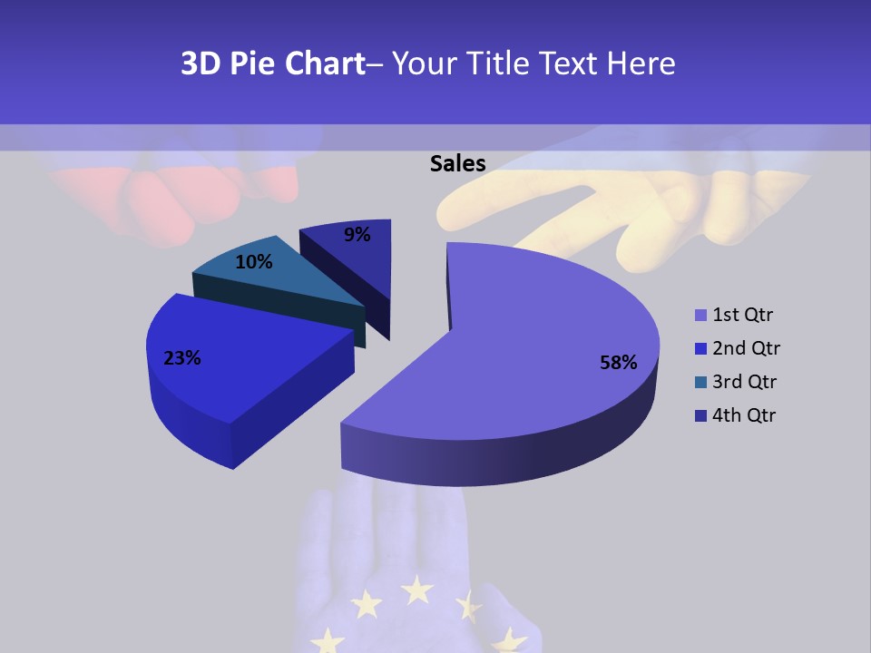 A Group Of Hands Painted With The Colors Of The Flag Of The Country Of Ukraine PowerPoint Template