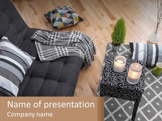 A Living Room Filled With Furniture And A Table PowerPoint Template