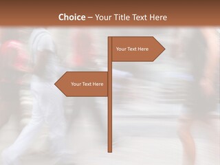 A Group Of People Walking Down A Street PowerPoint Template
