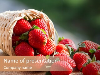A Basket Full Of Strawberries On A Table PowerPoint Template
