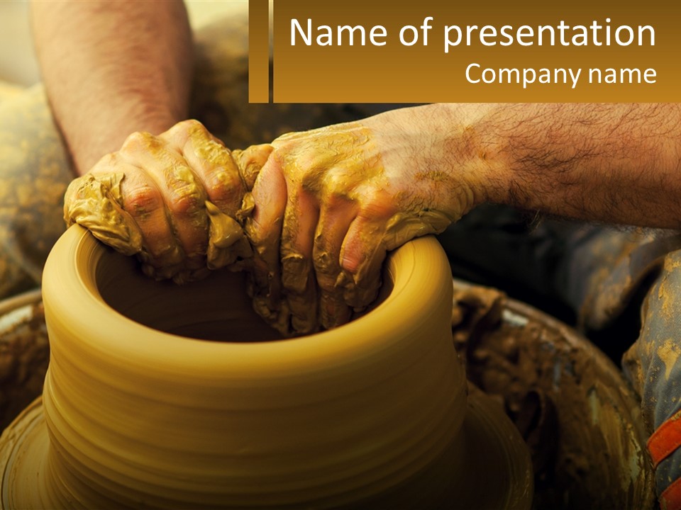 A Man Is Making A Pot On A Potter's Wheel PowerPoint Template