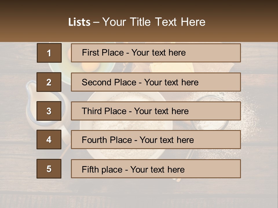 A Wooden Table Topped With Bowls Of Food PowerPoint Template