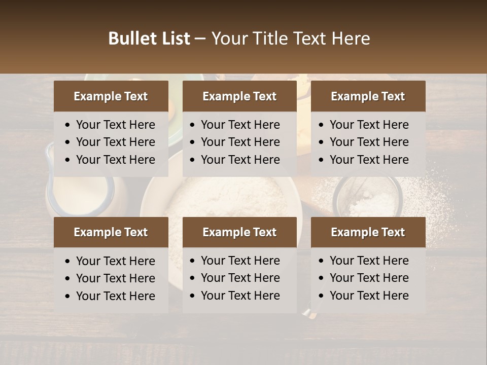A Wooden Table Topped With Bowls Of Food PowerPoint Template