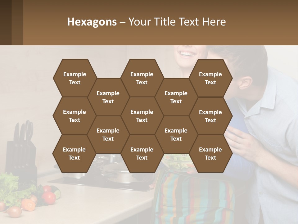 A Man And Woman Preparing Food In A Kitchen PowerPoint Template