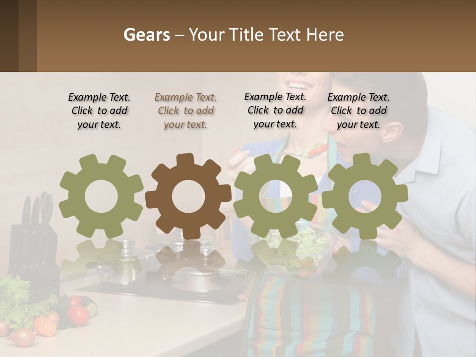 A Man And Woman Preparing Food In A Kitchen PowerPoint Template