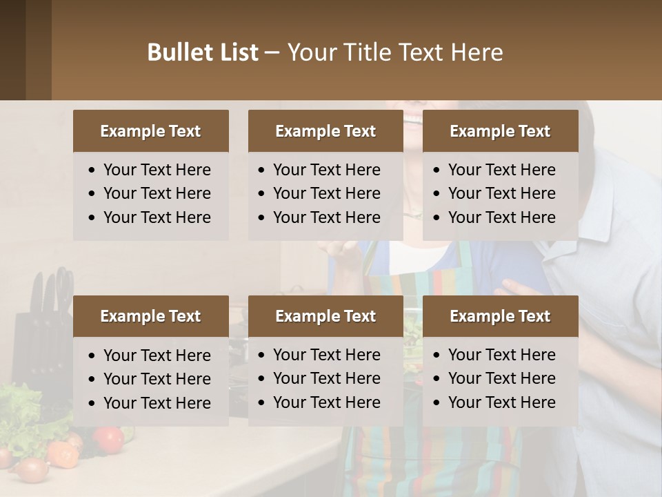 A Man And Woman Preparing Food In A Kitchen PowerPoint Template