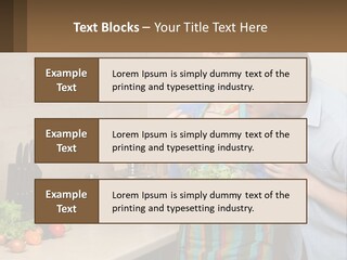 A Man And Woman Preparing Food In A Kitchen PowerPoint Template