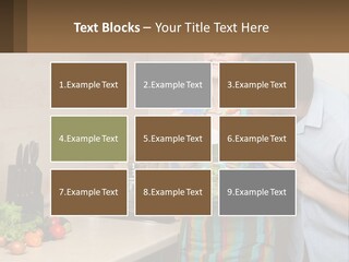 A Man And Woman Preparing Food In A Kitchen PowerPoint Template