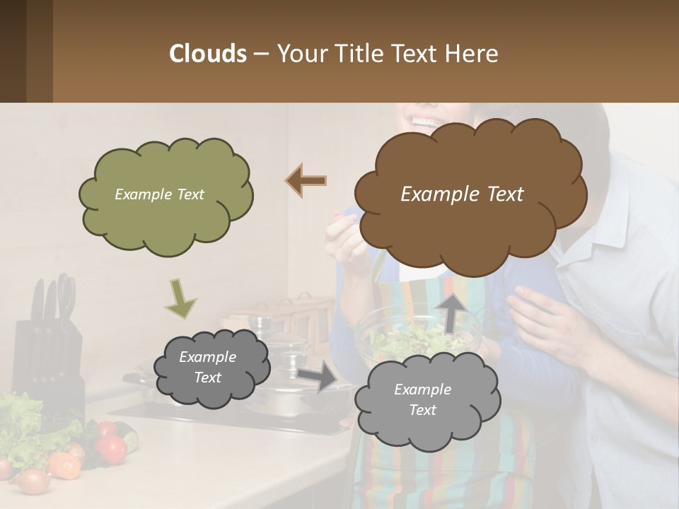 A Man And Woman Preparing Food In A Kitchen PowerPoint Template
