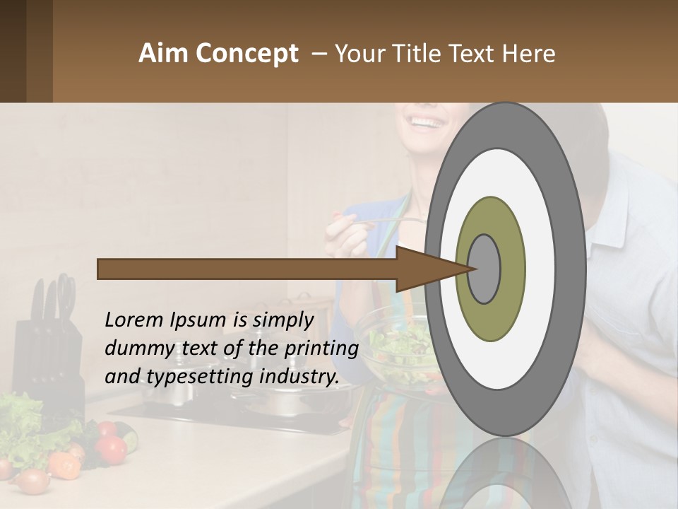 A Man And Woman Preparing Food In A Kitchen PowerPoint Template