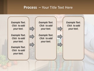 A Man And Woman Preparing Food In A Kitchen PowerPoint Template