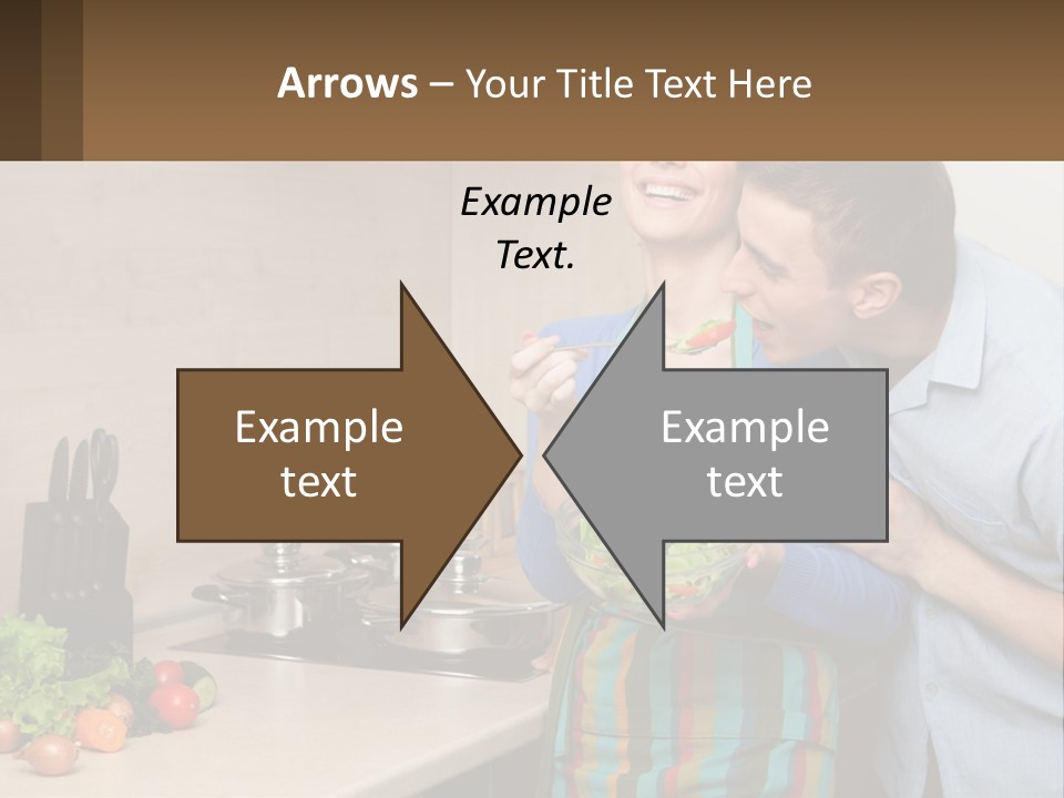 A Man And Woman Preparing Food In A Kitchen PowerPoint Template