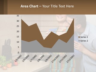 A Man And Woman Preparing Food In A Kitchen PowerPoint Template