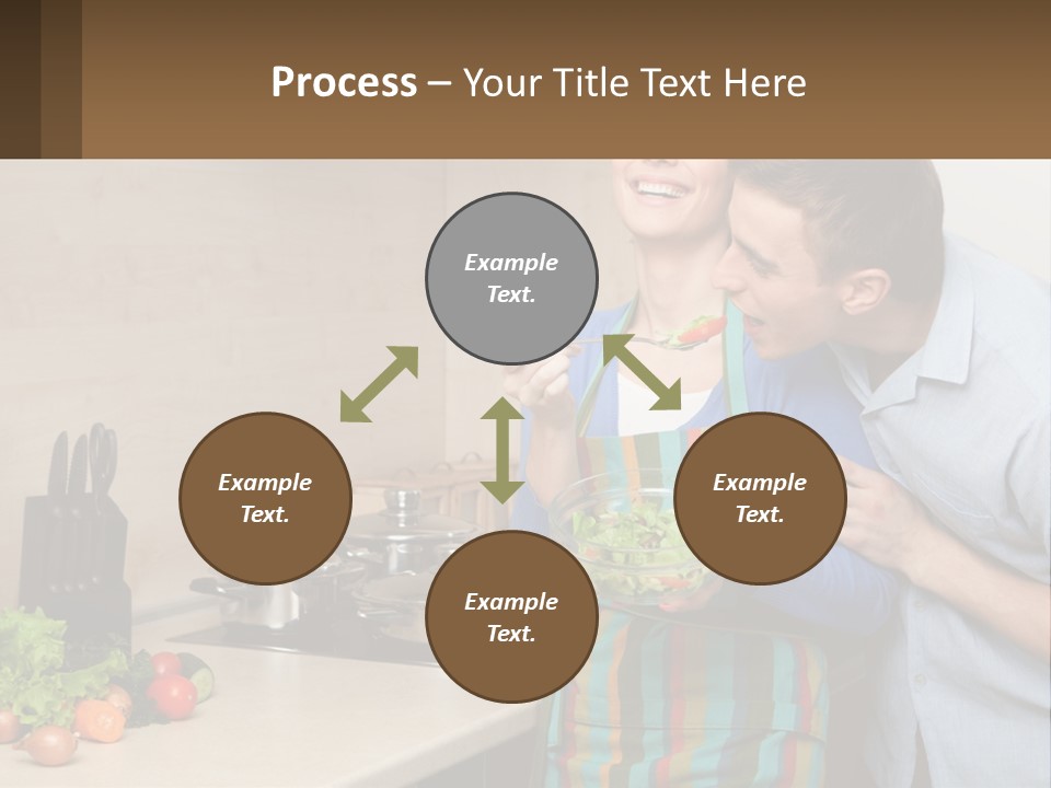 A Man And Woman Preparing Food In A Kitchen PowerPoint Template