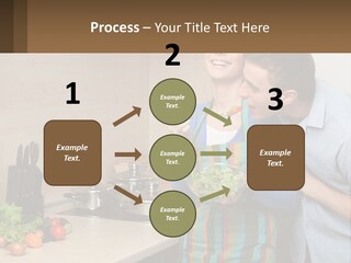 A Man And Woman Preparing Food In A Kitchen PowerPoint Template