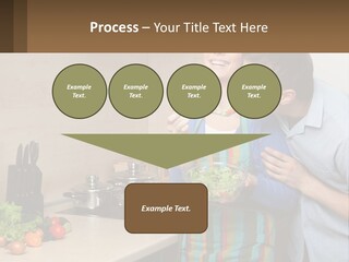 A Man And Woman Preparing Food In A Kitchen PowerPoint Template