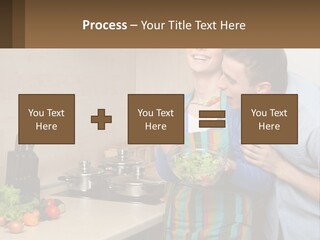 A Man And Woman Preparing Food In A Kitchen PowerPoint Template