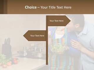 A Man And Woman Preparing Food In A Kitchen PowerPoint Template