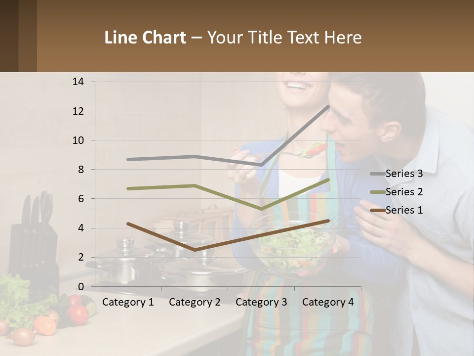 A Man And Woman Preparing Food In A Kitchen PowerPoint Template
