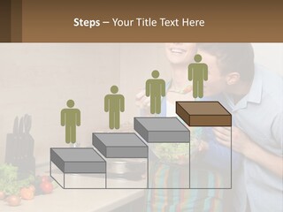 A Man And Woman Preparing Food In A Kitchen PowerPoint Template