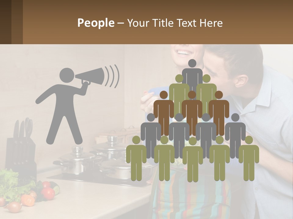 A Man And Woman Preparing Food In A Kitchen PowerPoint Template