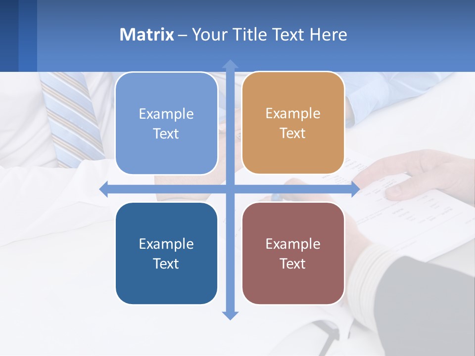 A Group Of People Sitting Around A Table With Papers PowerPoint Template