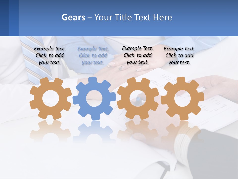 A Group Of People Sitting Around A Table With Papers PowerPoint Template