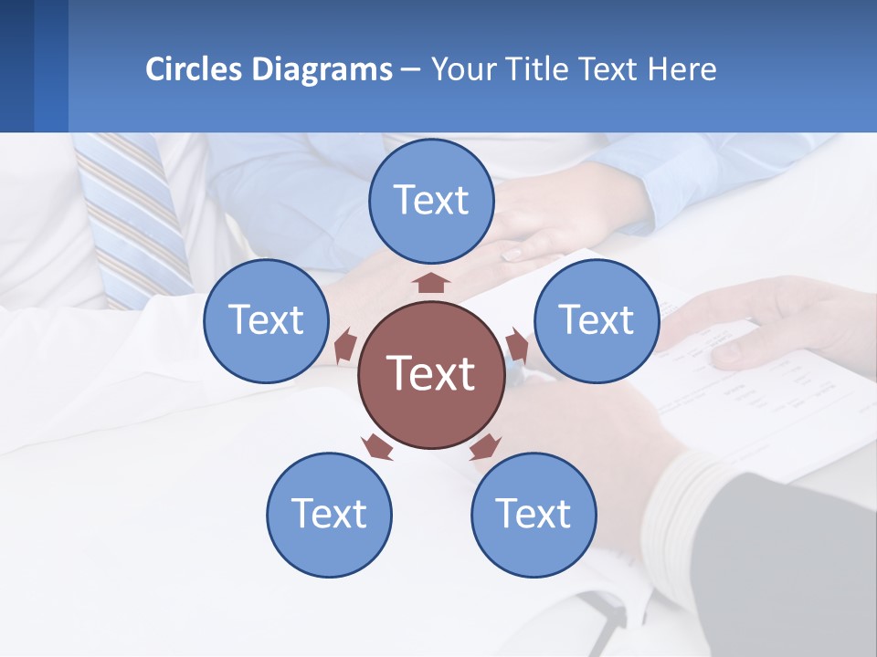 A Group Of People Sitting Around A Table With Papers PowerPoint Template